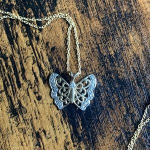 Sterling silver gold plated butterfly necklace 22cm chain